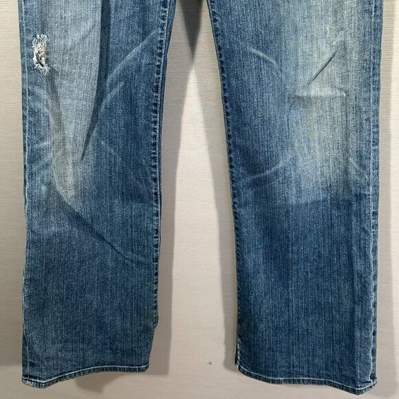 7 For All Mankind Jeans Mens 33 Bootcut Cotton Pockets Holes Distressed Fray Hem - Picture 3 of 16